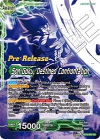 Son Goku // Son Goku, Destined Confrontation - Saiyan Showdown Pre-Release Cards - Dragon Ball Super: Masters card