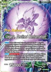 Vegeta // Vegeta, Destined Confrontation - Saiyan Showdown Pre-Release Cards - Dragon Ball Super: Masters card