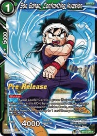 Son Gohan, Confronting Invasion - Saiyan Showdown Pre-Release Cards - Dragon Ball Super: Masters card