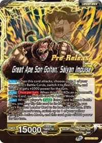 Son Gohan // Great Ape Son Gohan, Saiyan Impulse - Saiyan Showdown Pre-Release Cards - Dragon Ball Super: Masters card
