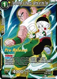 Tien Shinhan & Chiaotzu, Battle at the Tree - Saiyan Showdown Pre-Release Cards - Dragon Ball Super: Masters card
