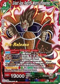 Great Ape Raditz, Might Unleashed - Saiyan Showdown Pre-Release Cards - Dragon Ball Super: Masters card
