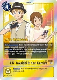 T.K. Takaishi & Kari Kamiya - Double Diamond Pre-Release Cards - Digimon Card Game card