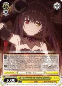 Difference in Status, Kurumi - Date A Bullet - Weiss Schwarz card