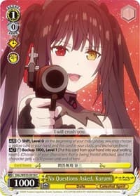 No Questions Asked, Kurumi (Parallel Foil) - Date A Bullet - Weiss Schwarz card