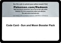 Code Card - Sun and Moon Booster Pack - SM Base Set - Pokemon card