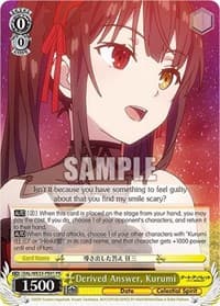 Derived Answer, Kurumi - Date A Bullet - Weiss Schwarz card