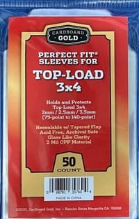 Perfect Fit Sleeves for 3x4 Toploaders [75pt to 140pt] (50-Count) - Cardboard Gold Card Sleeves - Card Sleeves card
