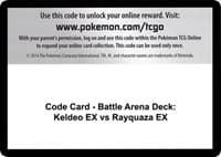 Code Card - Battle Arena Deck: Keldeo EX vs Rayquaza EX - XY - Steam Siege - Pokemon card
