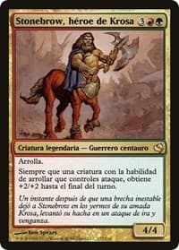 Stonebrow, Krosan Hero (Spanish) - "Stonebrow, heroe de Krosa" - Magic Encyclopedia 2011 (Salvat) - Magic: The Gathering card