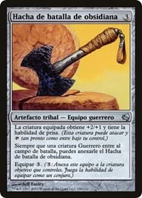 Obsidian Battle-Axe (Spanish) - "Hacha de batalla de obsidiana" - Magic Encyclopedia 2011 (Salvat) - Magic: The Gathering card