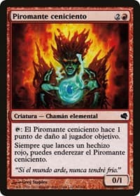Cinder Pyromancer (Spanish) - "Piromante ceniciento" - Magic Encyclopedia 2011 (Salvat) - Magic: The Gathering card