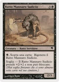 Dirty Wererat (Italian) - "Ratto Mannaro Sudicio" (A7) - Magic Encyclopedia 2005 (Salvat/Hachette) - Magic: The Gathering card