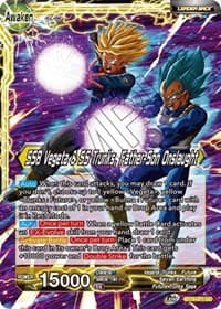 Trunks // SSB Vegeta & SS Trunks, Father-Son Onslaught - Realm of the Gods - Dragon Ball Super: Masters card