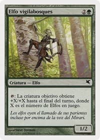 Timberwatch Elf (Spanish) - "Elfo vigilabosques" (B19) - Magic Encyclopedia 2005 (Salvat/Hachette) - Magic: The Gathering card