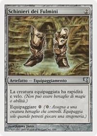 Lightning Greaves (Italian) - "Schinieri dei Fulmini" - Magic Encyclopedia 2005 (Salvat/Hachette) - Magic: The Gathering card