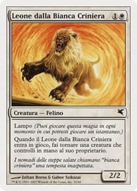 Whitemane Lion (Italian) - "Leone dalla Bianca Criniera" - Magic Encyclopedia 2005 (Salvat/Hachette) - Magic: The Gathering card