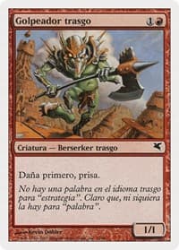 Goblin Striker (Spanish) - "Golpeador trasgo" - Magic Encyclopedia 2005 (Salvat/Hachette) - Magic: The Gathering card