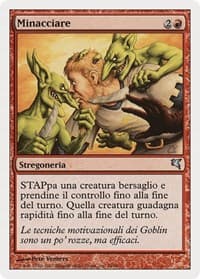 Threaten (Italian) - "Minacciare" (I26) - Magic Encyclopedia 2005 (Salvat/Hachette) - Magic: The Gathering card