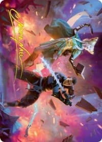 Explosive Entry Art Card (Gold-Stamped Signature) - Art Series: Kamigawa: Neon Dynasty - Magic: The Gathering card