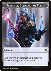 Emblem - Tezzeret, Betrayer of Flesh - Kamigawa: Neon Dynasty - Magic: The Gathering card