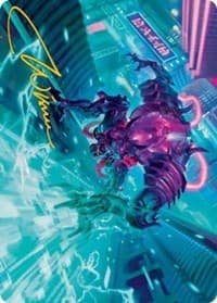 Surgehacker Mech Art Card (Gold-Stamped Signature) - Art Series: Kamigawa: Neon Dynasty - Magic: The Gathering card