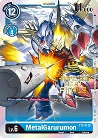 MetalGarurumon (2021 Championship Finals Event Pack Alt-Art Gold Stamp Set) - Starter Deck 02: Cocytus Blue - Digimon Card Game card