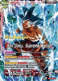 Son Goku // Son Goku, Supreme Warrior - Realm of the Gods Pre-Release Cards - Dragon Ball Super: Masters card