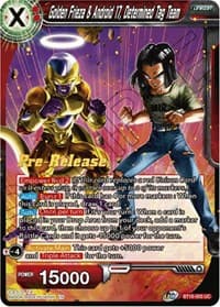 Golden Frieza & Android 17, Determined Tag Team - Realm of the Gods Pre-Release Cards - Dragon Ball Super: Masters card
