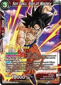 Son Goku, Sign of Mastery - Realm of the Gods Pre-Release Cards - Dragon Ball Super: Masters card