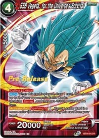 SSB Vegeta, for the Universe's Survival - Realm of the Gods Pre-Release Cards - Dragon Ball Super: Masters card