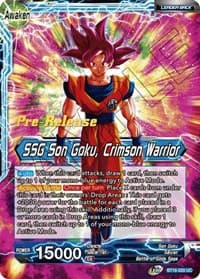 Son Goku // SSG Son Goku, Crimson Warrior - Realm of the Gods Pre-Release Cards - Dragon Ball Super: Masters card