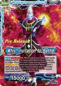 Whis // Whis, Invitation to Battle - Realm of the Gods Pre-Release Cards - Dragon Ball Super: Masters card