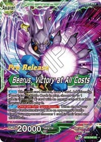 Beerus // Beerus, Victory at All Costs - Realm of the Gods Pre-Release Cards - Dragon Ball Super: Masters card