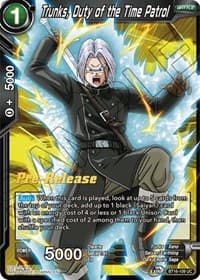 Trunks, Duty of the Time Patrol - Realm of the Gods Pre-Release Cards - Dragon Ball Super: Masters card