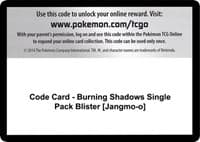 Code Card - Burning Shadows Single Pack Blister [Jangmo-o] - SM - Burning Shadows - Pokemon card