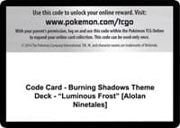 Code Card - Burning Shadows Theme Deck - "Luminous Frost" [Alolan Ninetales] - SM - Burning Shadows - Pokemon card