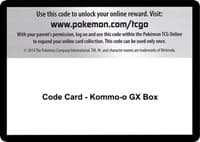 Code Card - Kommo-o GX Box - SM - Burning Shadows - Pokemon card