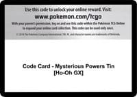 Code Card - Mysterious Powers Tin [Ho-Oh GX] - SM - Burning Shadows - Pokemon card