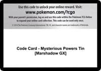 Code Card - Mysterious Powers Tin [Marshadow GX] - SM - Burning Shadows - Pokemon card
