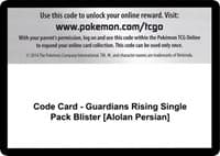 Code Card - Guardians Rising Single Pack Blister [Alolan Persian] - SM - Guardians Rising - Pokemon card