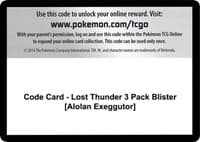 Code Card - Lost Thunder 3 Pack Blister [Alolan Exeggutor] - SM - Lost Thunder - Pokemon card