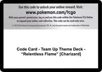 Code Card - Team Up Theme Deck - "Relentless Flame" [Charizard] - SM - Team Up - Pokemon card