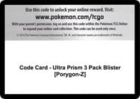 Code Card - Ultra Prism 3 Pack Blister [Porygon-Z] - SM - Ultra Prism - Pokemon card