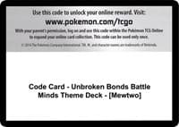 Code Card - Unbroken Bonds Battle Minds Theme Deck - [Mewtwo] - SM - Unbroken Bonds - Pokemon card