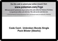 Code Card - Unbroken Bonds Single Pack Blister [Steelix] - SM - Unbroken Bonds - Pokemon card