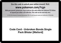 Code Card - Unbroken Bonds Single Pack Blister [Wailord] - SM - Unbroken Bonds - Pokemon card
