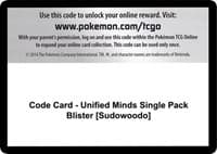 Code Card - Unified Minds Single Pack Blister [Sudowoodo] - SM - Unified Minds - Pokemon card