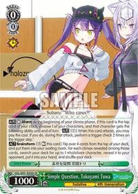 Simple Question, Tokoyami Towa (SR) - hololive production - Weiss Schwarz card