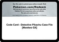 Code Card - Detective Pikachu Case File [Mewtwo GX] - Detective Pikachu - Pokemon card